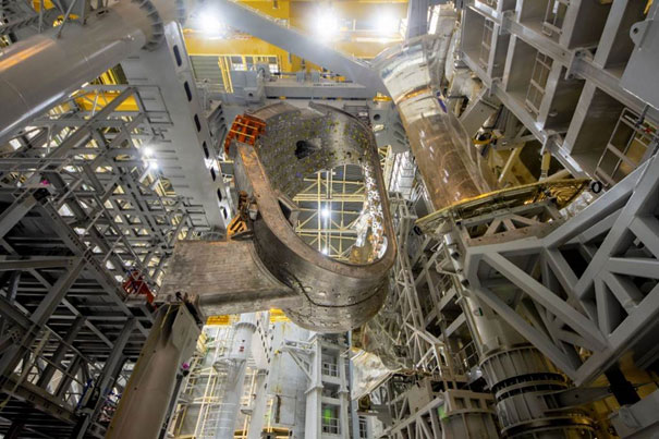 one sector of the vacuum vessel is installed in the ITER nuclear fusion facility